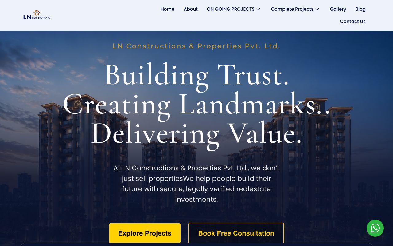 LN Constructions & Properties Pvt. Ltd. Website